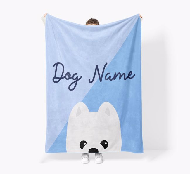 Peeking Name: Personalised {breedFullName} Premium Sherpa Fleece Blanket